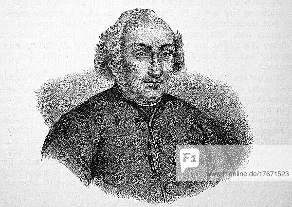 Etienne Charles de Lomenie de Brienne  9. Oktober 1727  16. Februar 1794  war französischer Politiker und Kleriker  Historisch  digitale Reproduktion einer Originalvorlage aus dem 19. Jahrhundert