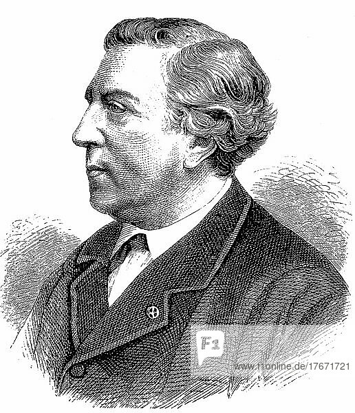 Antoine Clesse  30 mai 1816  9. März 1889  ist ein belgischer Dichter und Komponist  Historisch  digitale Reproduktion einer Originalvorlage aus dem 19. Jahrhundert