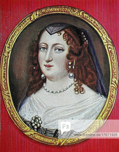 Anne von Österreich  22. September 1601-20. Januar 1666  spanische Prinzessin des Hauses Habsburg  war von 1643 bis 1651 Königin von Frankreich als Frau Ludwigs XIII. Und Regentin von Frankreich  Historisch  digitale Reproduktion einer Originalvorlage aus dem 19. Jahrhundert