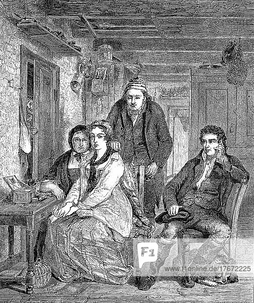 Duncan Gray mit seiner Familie zu Hause  Frankreich  Historisch  digital restaurierte Reproduktion einer Originalvorlage aus dem 19. Jahrhundert  Europa
