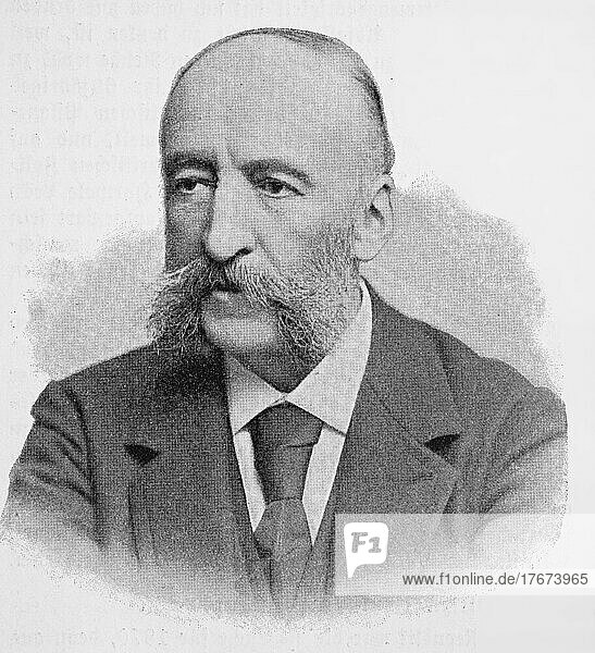 Jules François Camille Ferry  5. April 1832  17. März 1893  war ein französischer Staatsmann und Republikaner  Historisch  digital restaurierte Reproduktion einer Vorlage aus dem 19. Jahrhundert  genaues Datum nicht bekannt