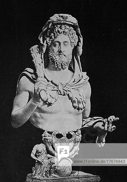 Bust  Commodus  31 August 161- 31 December 192  was Roman Emperor from 180 to 192  Historic  digitally restored reproduction of a 19th century original  exact date not known