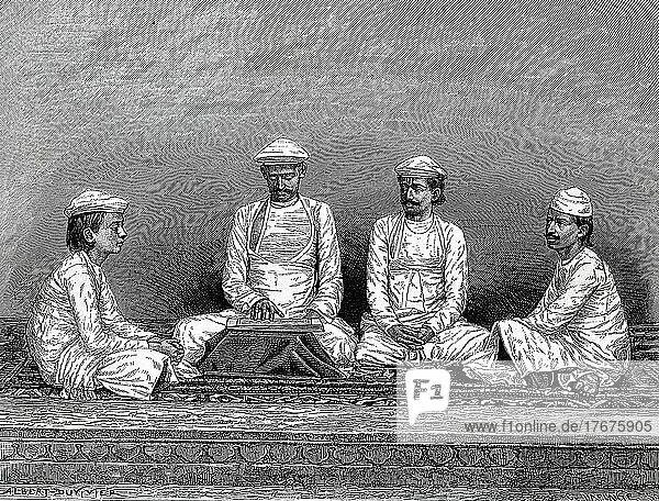 Männer von der Kaste der Bengal Brahmanen in 1860  Indien  Historisch  digital restaurierte Reproduktion einer Vorlage aus dem 19. Jahrhundert  genaues Datum unbekannt  Asien