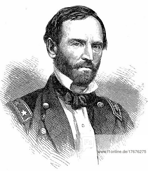 William Tecumseh Sherman  8. Februar 1820  14. Februar 1891  war ein amerikanischer Soldat  Geschäftsmann  Pädagoge und Autor  digital restaurierte Reproduktion von einer Vorlage aus dem 19. Jahrhundert  genaues Datum unbekannt