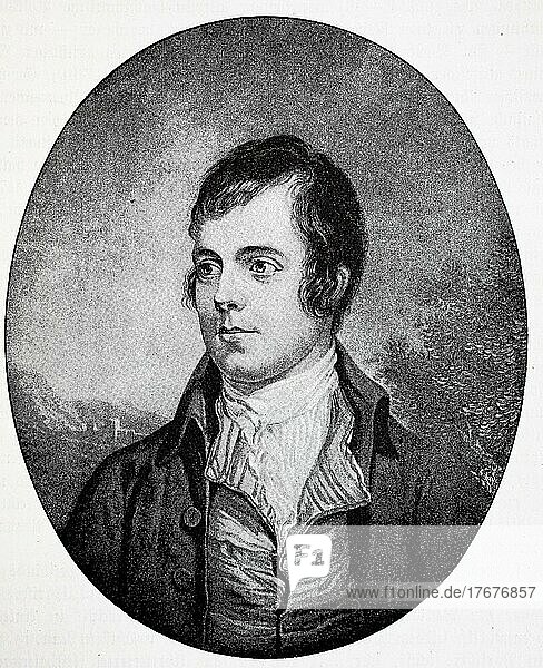 Robert Burns  25. Januar 1759  21. Juli 1796 war ein schottischer Dichter  digital restaurierte Reproduktion von einer Vorlage aus dem 19. Jahrhundert  genaues Datum unbekannt