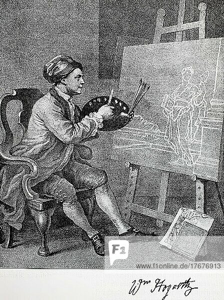 William Hogarth  FRSA  10. November 1697  26. Oktober 1764  war ein sozialkritischer englischer Maler und Grafiker  digital restaurierte Reproduktion von einer Vorlage aus dem 19. Jahrhundert  genaues Datum unbekannt