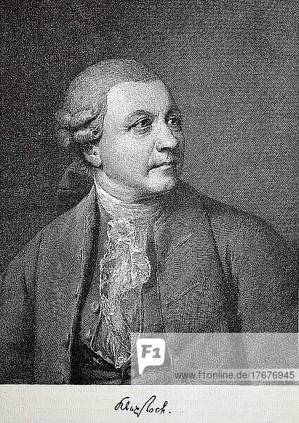 Friedrich Gottlieb Klopstock  2. Juli 1724  14. März 1803  war ein deutscher Dichter  digital restaurierte Reproduktion von einer Vorlage aus dem 19. Jahrhundert  genaues Datum unbekannt