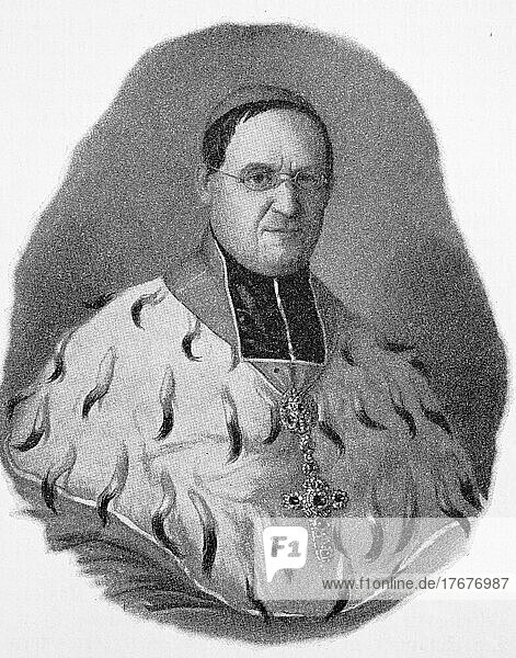 Johannes Baptist Jacob Geißel  ab 1839 von Geißel  ab 1850 Kardinal von Geißel  5. Februar 1796  8. September 1864  war ein deutscher Kardinal  Historisch  digital restaurierte Reproduktion von einer Vorlage aus dem 19. Jahrhundert  genaues Datum unbekannt
