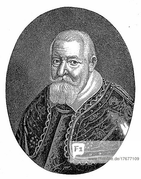 Kurfürst Johann Georg I. von Sachsen  5. März 1585  8. Oktober 1656  war ein Fürst aus dem Hause Wettin. Seit dem 23. Juni 1611 war er Kurfürst von Sachsen und Erzmarschall des Heiligen Römischen Reiches  Historisch  digital restaurierte Reproduktion einer Originalvorlage aus dem 19. Jahrhundert  genaues Datum unbekannt