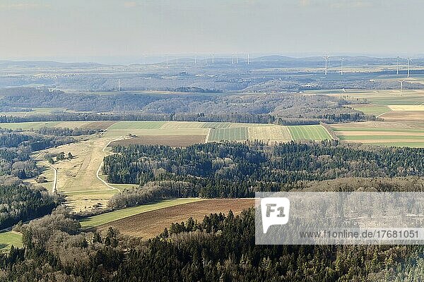 View from the sky onto the landscape near Neumarkt  Upper Palatinate  Bavaria Germany
