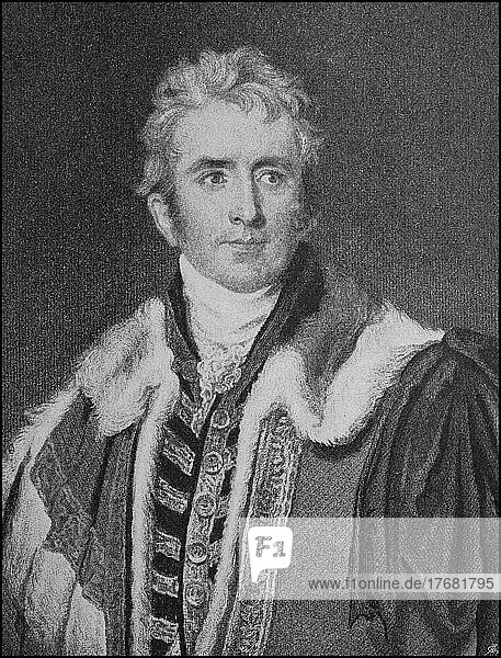 William Pitt the Younger  28 May 1759  23 January 1806  was twice Prime Minister of Great Britain  Historical  digitally restored reproduction of a 19th century original  exact date unknown