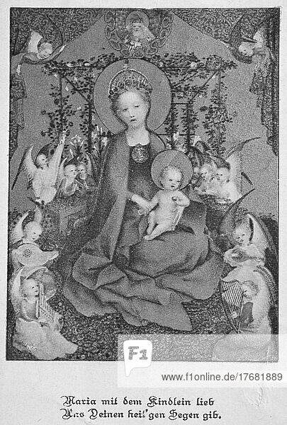Mary with the Child Jesus  communion picture  1880  Germany  digitally restored reproduction of a 19th century original  exact original date not known  Europe