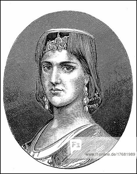 Frau aus Montenegro  Fraün im 19. Jahrhundert  digital restaurierte Reproduktion einer Vorlage aus dem 19. Jahrhundert  Originaldatum nicht bekannt