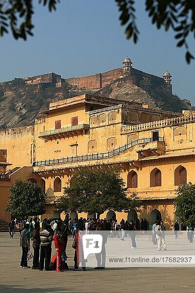 Rajasthan  Fort Amber  the Jaleb Chowk square in the fortress complex  India  North India  Asia