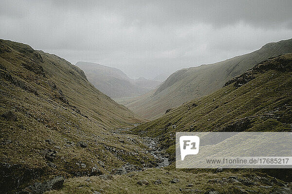 Scenic view rugged mountain landscape  Great End  Lake District National Park  England