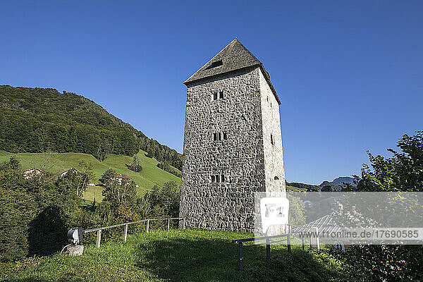 Germany  Bavaria  Marktschellenberg  Old medieval lookout tower in mountain village