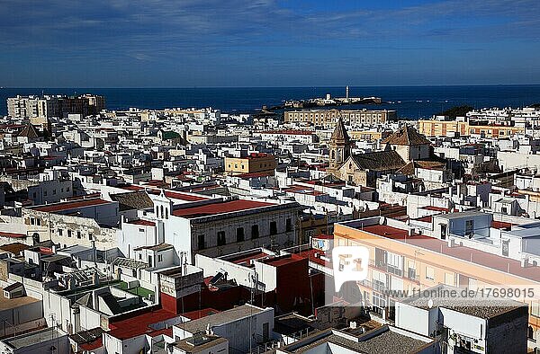 City of Cadiz  view from Torre Tavira to the old town  Andalusia  Spain  Europe