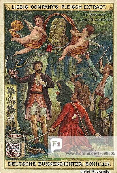 Series of German stage poets  Schiller  the Robbers  Historical  digitally restored reproduction of a Liebig collector's picture from the 19th century  exact date unknown