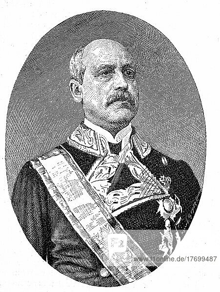 Francisco Serrano Domínguez Cuenca y Perez de Vargas  1st Duke of la Torre  Grand Duke of Spain  Count of San Antonio  17 shore clingfish (1810)  25 November 1885  was a Spanish marshal and statesman. He was Prime Minister of Spain 1868-69 and Regent 1869-70  Historical  digitally restored reproduction of a 19th century original  exact date unknown