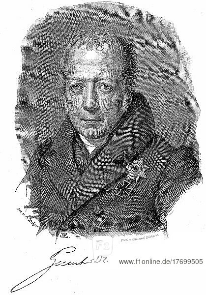 Friedrich Wilhelm Christian Karl Ferdinand von Humboldt  22 June 1767  8 April 1835  war ein preußischer Gelehrter  Schriftsteller und Staatsmann  Historisch  digital restaurierte Reproduktion einer Vorlage aus dem 19. Jahrhundert