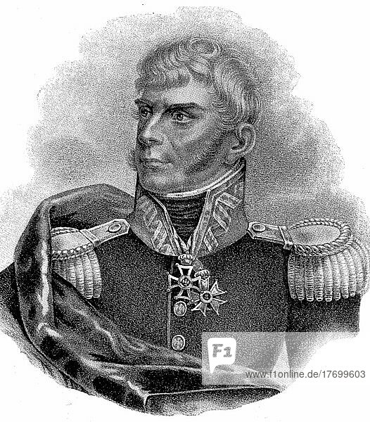 Jozef Grzegorz Chlopicki  March 14  1771  September 30  1854  war ein polnischer General  Historisch  digital restaurierte Reproduktion einer Vorlage aus dem 19. Jahrhundert