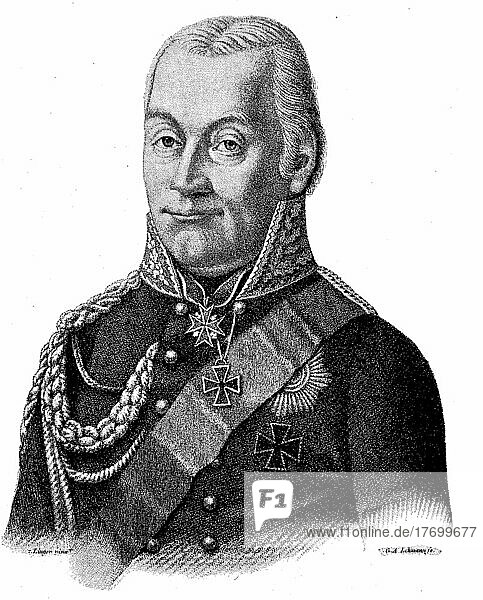 Friedrich Emil Ferdinand Heinrich Graf Kleist von Nollendorf  9 April 1762  17 February 1823  born and died in Berlin  was a Prussian field marshal and a member of the old Junker von Kleist family  Historical  digitally restored reproduction of a 19th century original