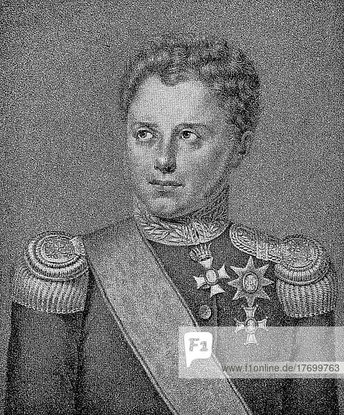 William I  Friedrich Wilhelm Karl  27 September 1781  25 June 1864  war von 1816 bis 1864 als Wilhelm I. der zweite König von Württemberg  Historisch  digital restaurierte Reproduktion einer Vorlage aus dem 19. Jahrhundert
