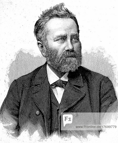 August Beyer  30. April 1834  18. April 1899 in Ulm  war ein neogotischer Baumeister  Münsterbaumeister  Historisch  digital restaurierte Reproduktion einer Vorlage aus dem 19. Jahrhundert
