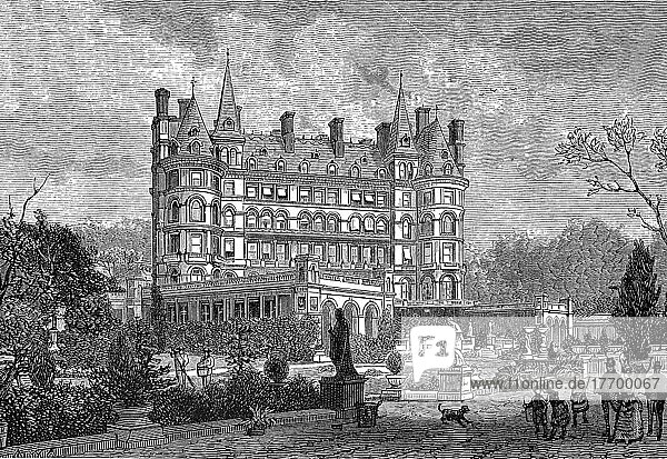 The Star and Garter Hotel in Richmond in 1870  England  digitally restored reproduction of an original 19th century painting  exact original date not known