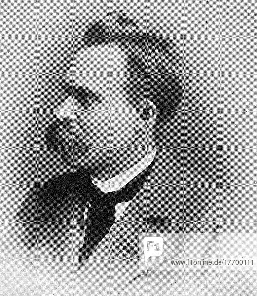 Friedrich Wilhelm Nietzsche war ein deutscher Philosoph  Kulturkritiker  Dichter und Philologe  Historisch  digital restaurierte Reproduktion von einer Vorlage aus dem 19. Jahrhundert