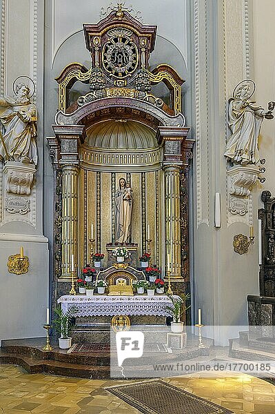 Side altar with figures of saints  town parish church of St. Peter and Paul  Dom des Westallgäus   neo-baroque church from 1914  Lindenberg  Allgäu  Bavaria  Germany  Europe