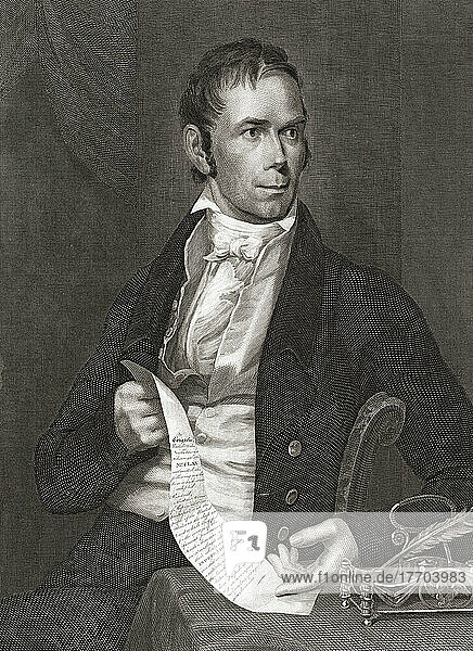 Henry Clay  1777 - 1852. Amerikanischer Staatsmann und Redner  der der 9. Außenminister der Vereinigten Staaten wurde. Kupferstich von 1822 von Peter Maverick nach einem Gemälde von Charles Bird King.
