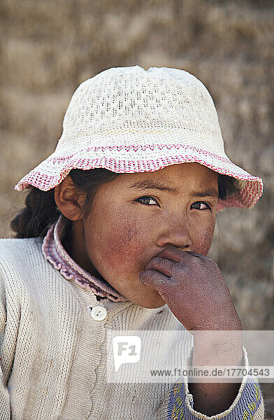 Amaryan Girl In The Village Of Tuni Cordillera Real Bolivia