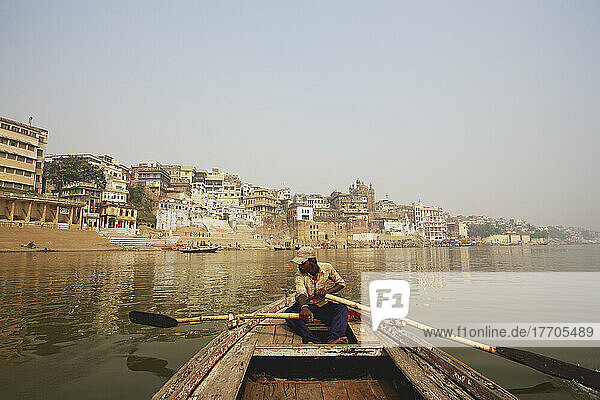 View Of The Ghats From The Ganges; Varanasi  India