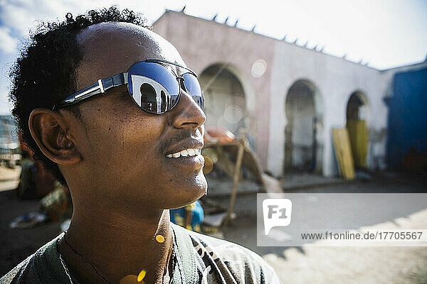 Portrait Of A Young Man In Sunglasses; Harar  Ethiopia