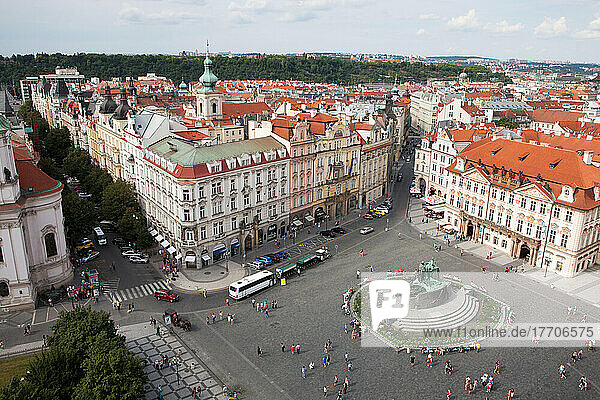 An aerial view of Prague's Old Town Square.; Old Town Square  Prague  Czech Republic