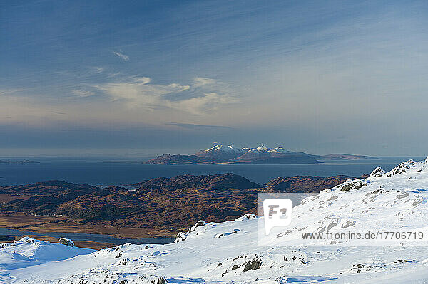 Looking Over To The Islands Of Eigg And Rum From Beinn Respiol  Ardnamurchan Peninsula; Highlands  Scotland