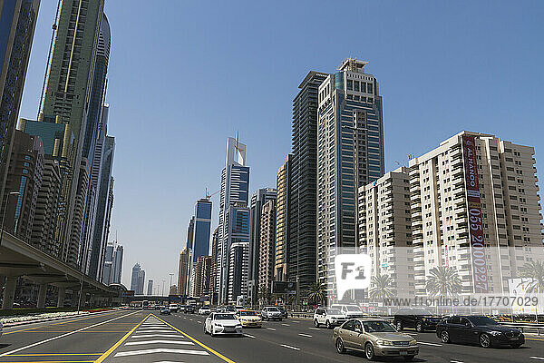 Looking Along Sheikh Zayed Road; Dubai  United Arab Emirates