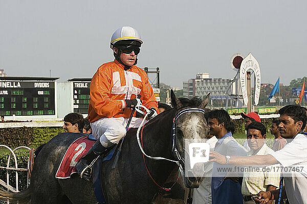 A Jockey On A Horse At Calcutta Race Course During The March St Leger Meeting; Calcutta  West Bengal State  India