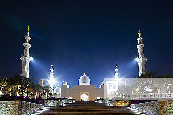 Sheikh Zayed Grand Mosque At Night; Abu Dhabi  United Arab Emirates
