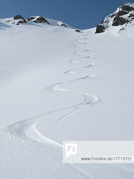Perfect Set Of Ski Tracks. Gargellen  Montafon  Austria.