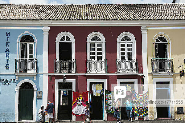 Shops In Historic Buildings In The Pelourinho District; Salvador  Bahia  Brazil