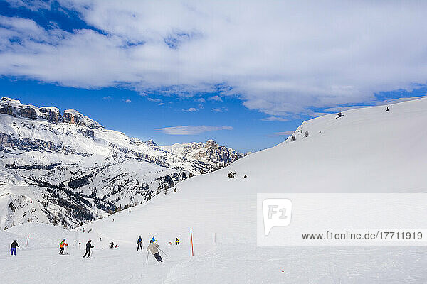 Downhill skiing in the Dolomites  Veneto  Italy; Belluno Province  Veneto  Italy