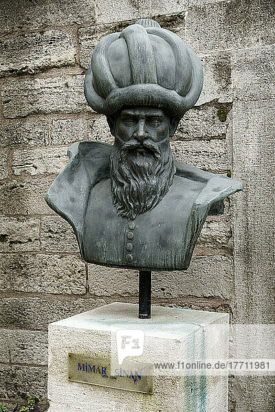 Bust Of The Renowned Islamic Architect Mimar Sinan  Near Topkapi Palace  Sultanahmet  Istanbul  Turkey