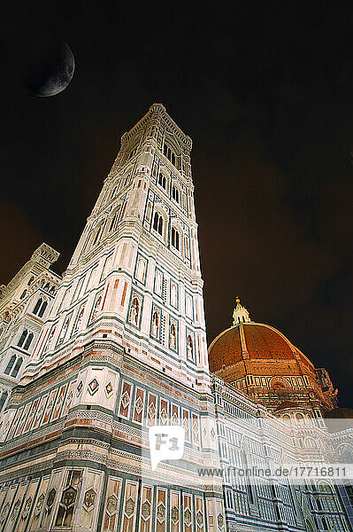 Florenz Kathedrale bei Nacht; Florenz  Toskana  Italien