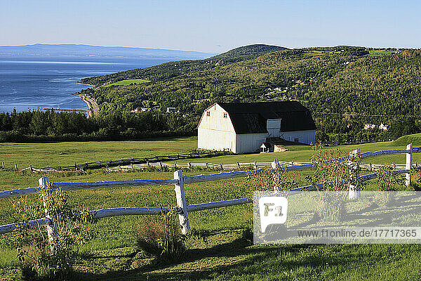 Barn And St. Lawrence River At Sunrise  Charlevoix Region  Saint-Irenee  Quebec