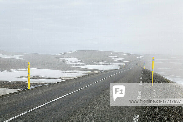 Highway In Dense Fog  Egilsstadir  North East Iceland