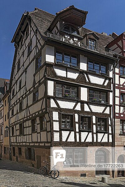 Historisches Fachwerkhaus  Untere Krämergasse 18  Nürnberg  Mittelfranken  Bayern  Deutschland  Europa