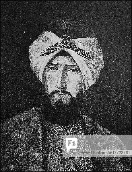 Ahmed III 1673  1 July 1736  was Sultan of the Ottoman Empire from 1703 to 1730  Historical  digital reproduction of a 19th century original
