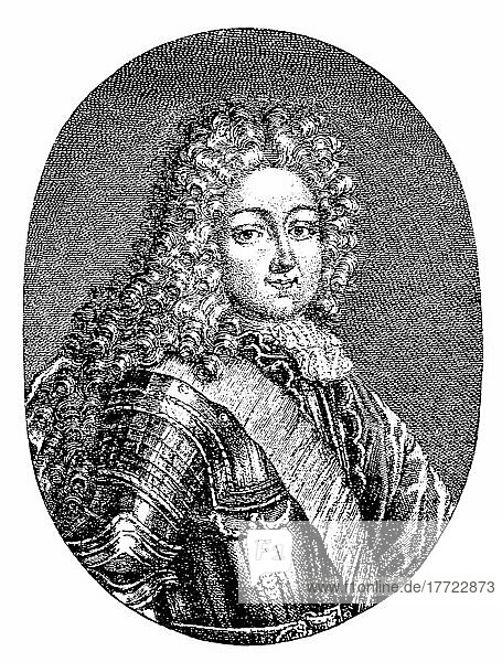 Ludwig XIV. französisch Louis XIV 5. September 1638  1. September 1715  französischer Prinz aus dem Haus Bourbon und von 1643 bis zu seinem Tod König von Frankreich und Navarra  Historisch  digital restaurierte Reproduktion einer Vorlage aus dem 19. Jahrhundert